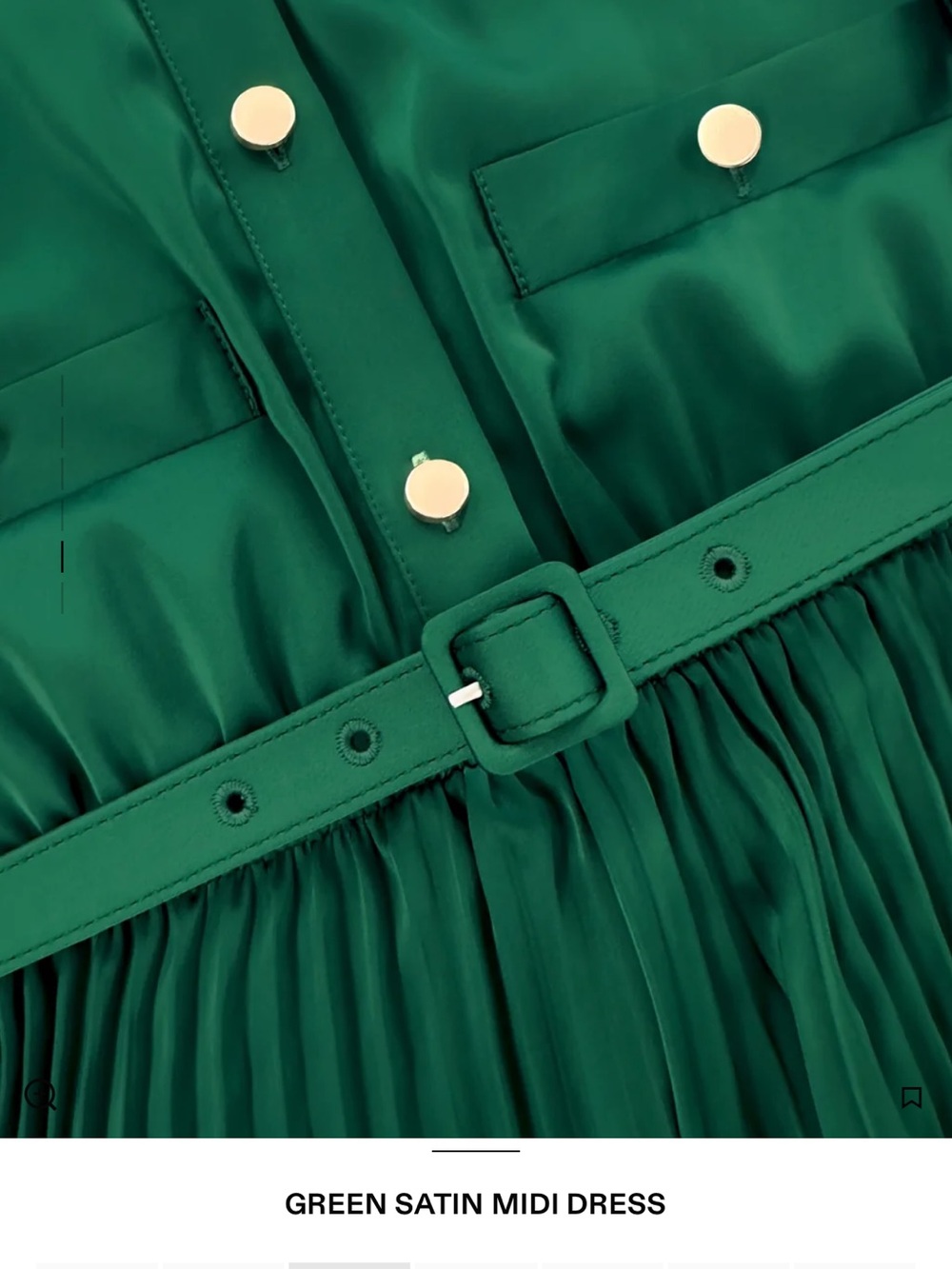SELF-PORTRAIT Elegant Green Pleated Long-Sleeve Midi Dress with Tie Neck - Picture 4 of 7